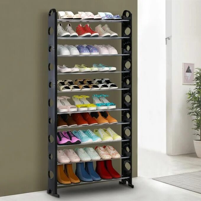 Идеи для хранения обуви. Стеллаж для обуви 10 tiers shoes rack. обувница на 30 пар обуви. полка для хранения. полка органайзер для обуви.