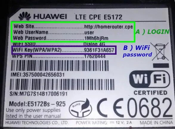 Huawei LTE CPE e5172 характеристики. Роутер Хуавей 4g где написан код. Хуавей где пароль и логи. Где написан код на вайфае Хуавей.