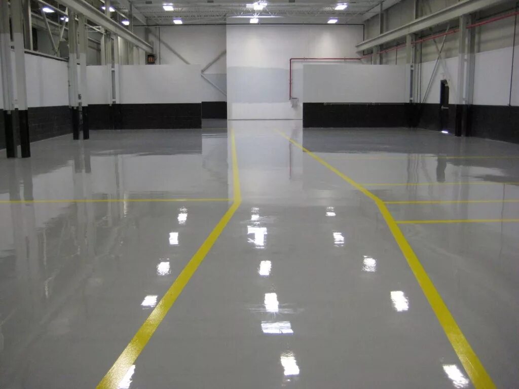 Пол эпоксидный промышленный наливной Epoxy Flooring RAL 7004. Полимерное покрытие Nanten 3мм. Элакор полимерные полы. Наливной пол финишный.