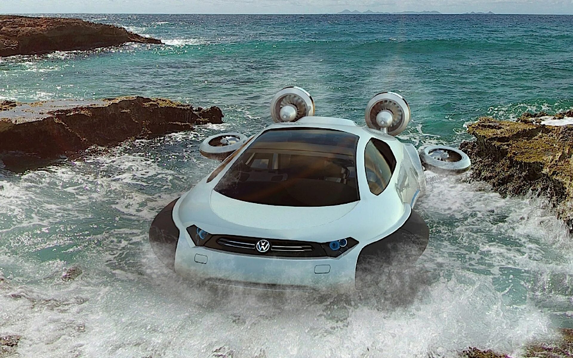 Машина едет под водой. Volkswagen aqua - автомобиль-амфибия. концепт volkswagen aqua. rinspeed squba. плавающая машина.
