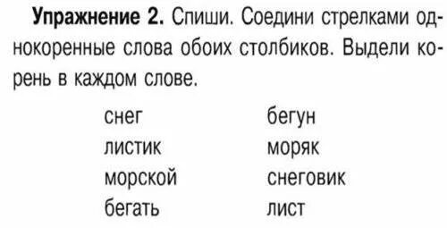 Задания по русскому языку 2 класс корень. Русский язык 2 класс родственные слова задания. Однокоренные слова задания. Однокоренные слова упраж. Значение слова 1 класс карточка