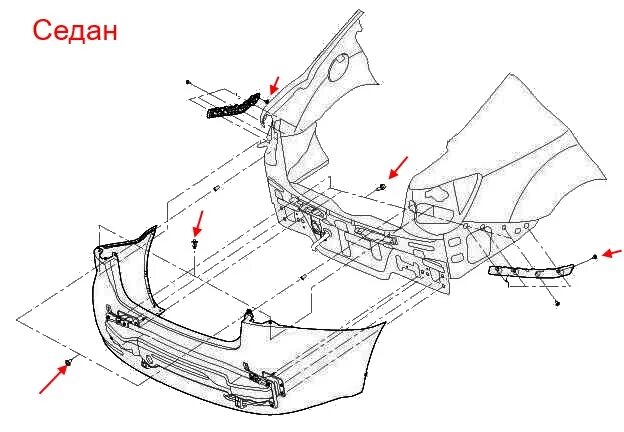 Как снять бампер киа рио 3. Крепление заднего бампера Киа Рио 3 седан. Крепление заднего бампера Киа Рио 3. Схема крепления заднего бампера Киа Рио 3. Крепления заднего бампера кия Рио 3.