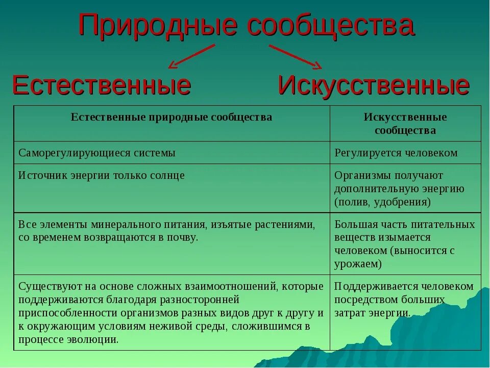 Во всех природных сообществах выделяют. Искусственные природные сообщества. Естественные и искусственные природные сообщества. Виды природных сообществ. Природные и искусственные сообщества живых организмов.