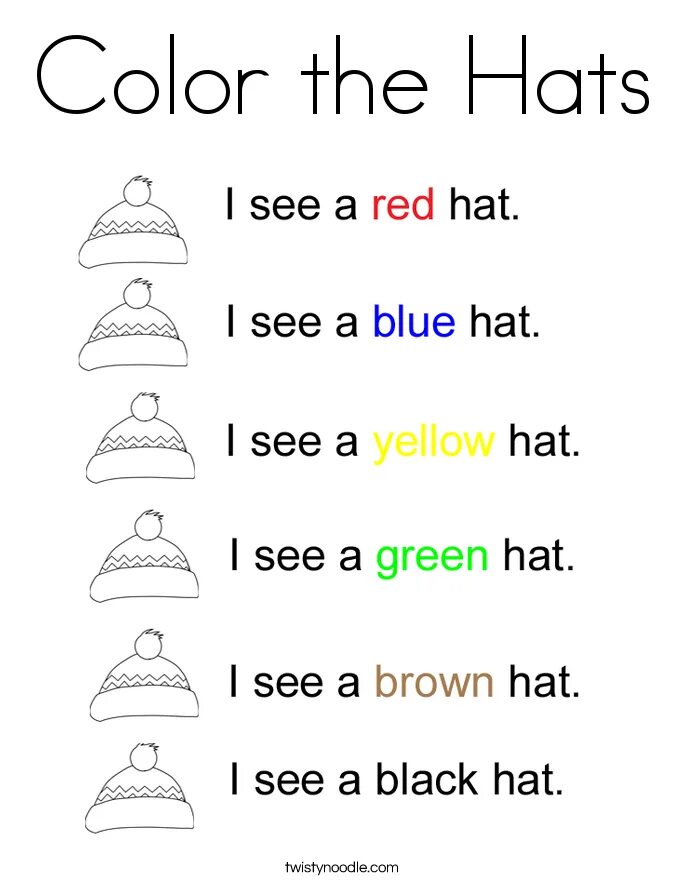 Find the hat. Hat Colour. Winter hats Colours. Winter hat Color Worksheets. Coloured hats.