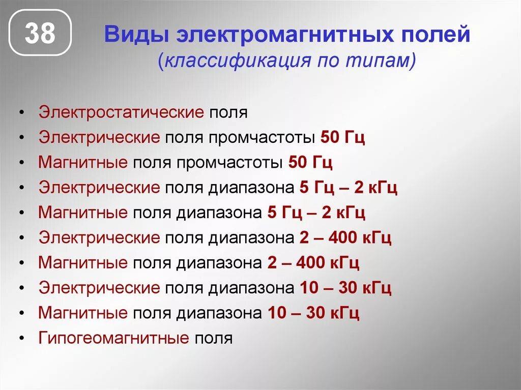 Частота 400 кгц. Электромагнитное поле (ЭМП) классификация. Характеристика виды электромагнитного поля. Виды воздействия электромагнитных полей. Классификация электрических полей.