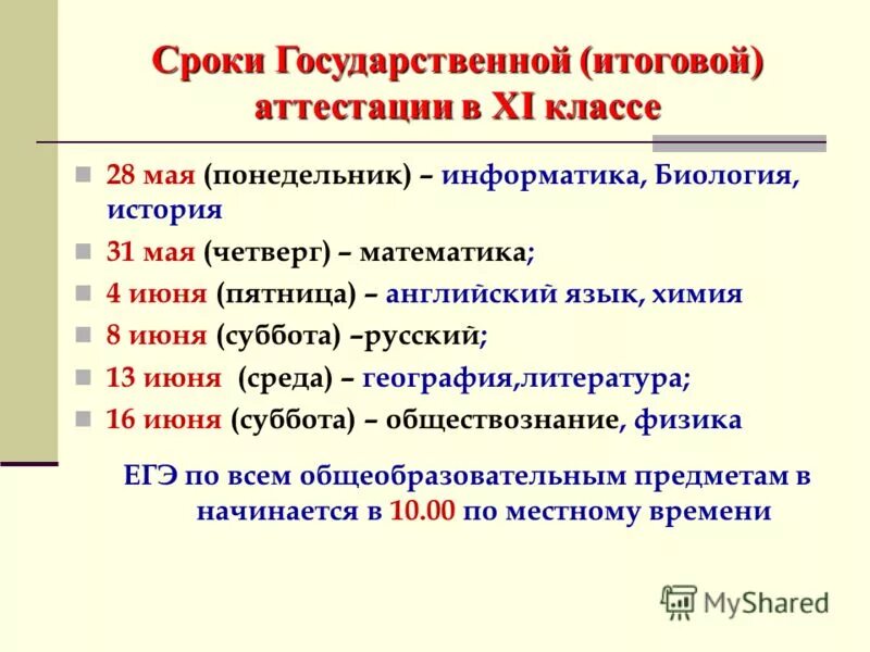 Произведения программы 11 класса