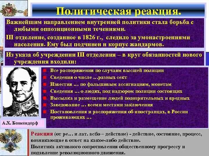 Реакционные реформы это. Политическая реакция при Николае 1. Направления внутренней политики Николая i. Реакционная политика Николая первого. Политическая реакция и реформы при Николае 1.