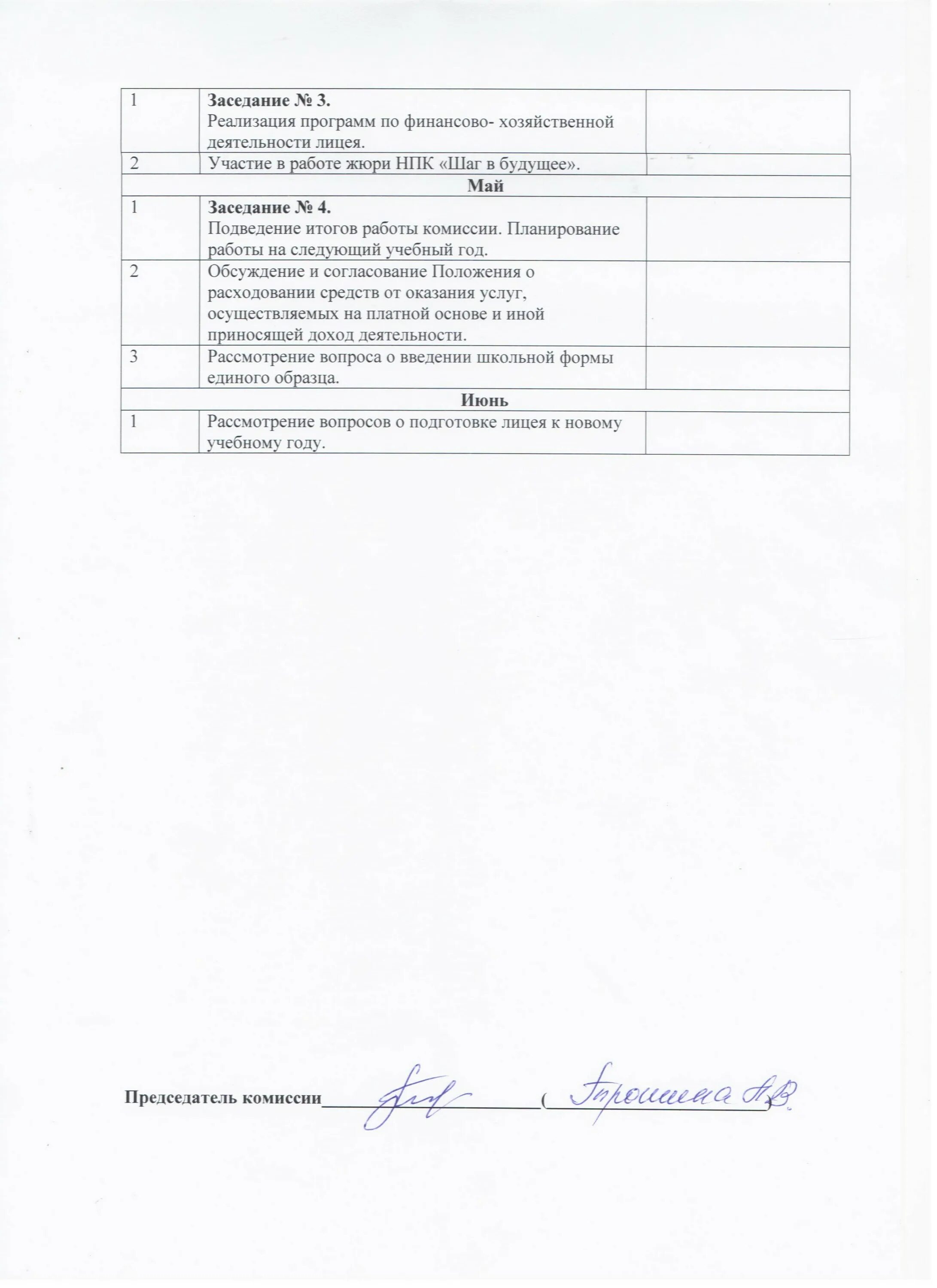 план работы ревизионной комиссии