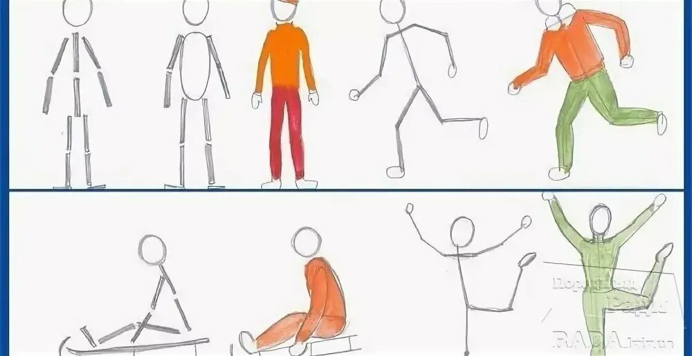 Рисование человека в движении для детей. Схема рисования человека в движении в подготовительной группе. Поэтапное рисование человека в подготовительной группе. Рисование человека в движении для детей. Рисование человека в старшей группе.