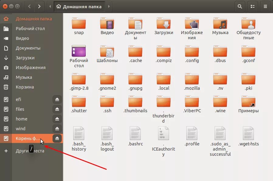 Корневой каталог Ubuntu. Как в убунту создать подкаталог. Как войти в папку убунту.