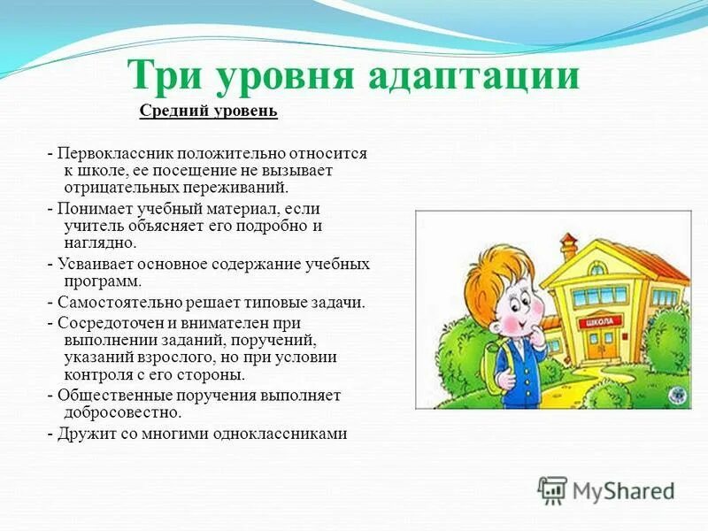 Уровни адаптации к школе. Уровни адаптации первоклассников. Уровни адаптации первоклассников к школе. Степени адаптации в школе. Три уровня адаптации.