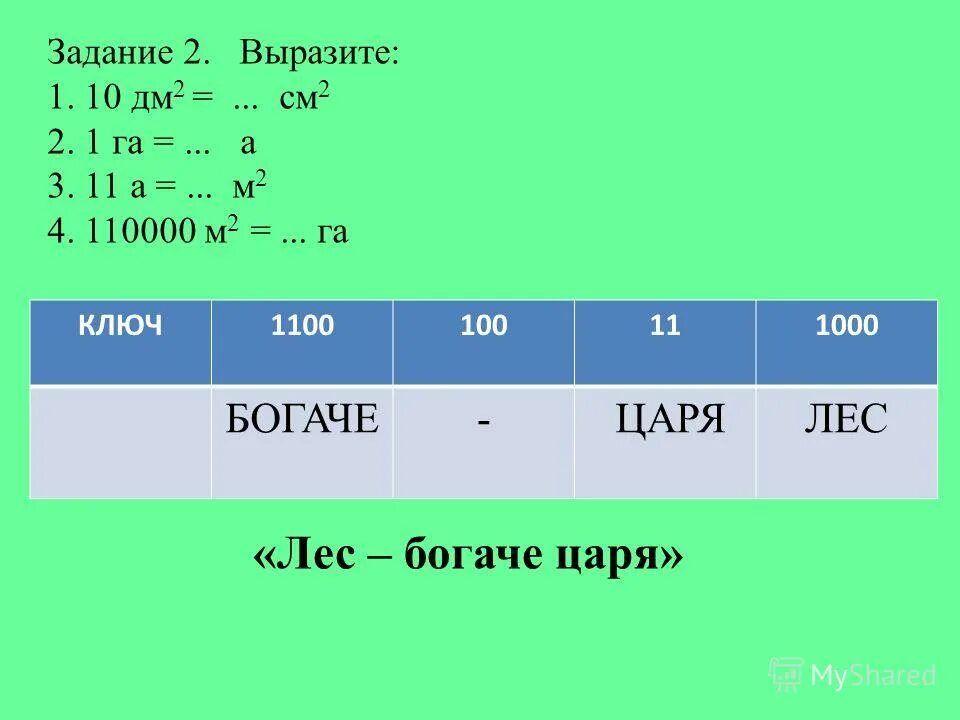 Вырази в дециметрах 1 2