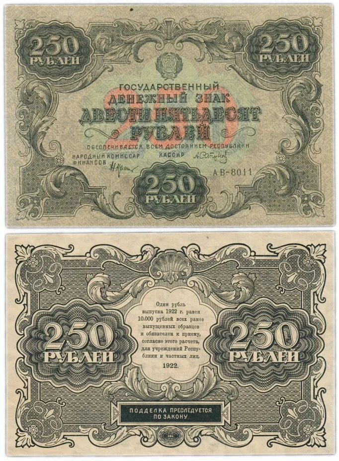 Можно за 250 рублей. Купюры СССР 1922. Купюры РСФСР 1922. 250 Рублей 1922. Банкноты РСФСР 1922 года кассир Силаев.