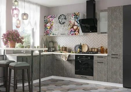 Модульная кухня бетон