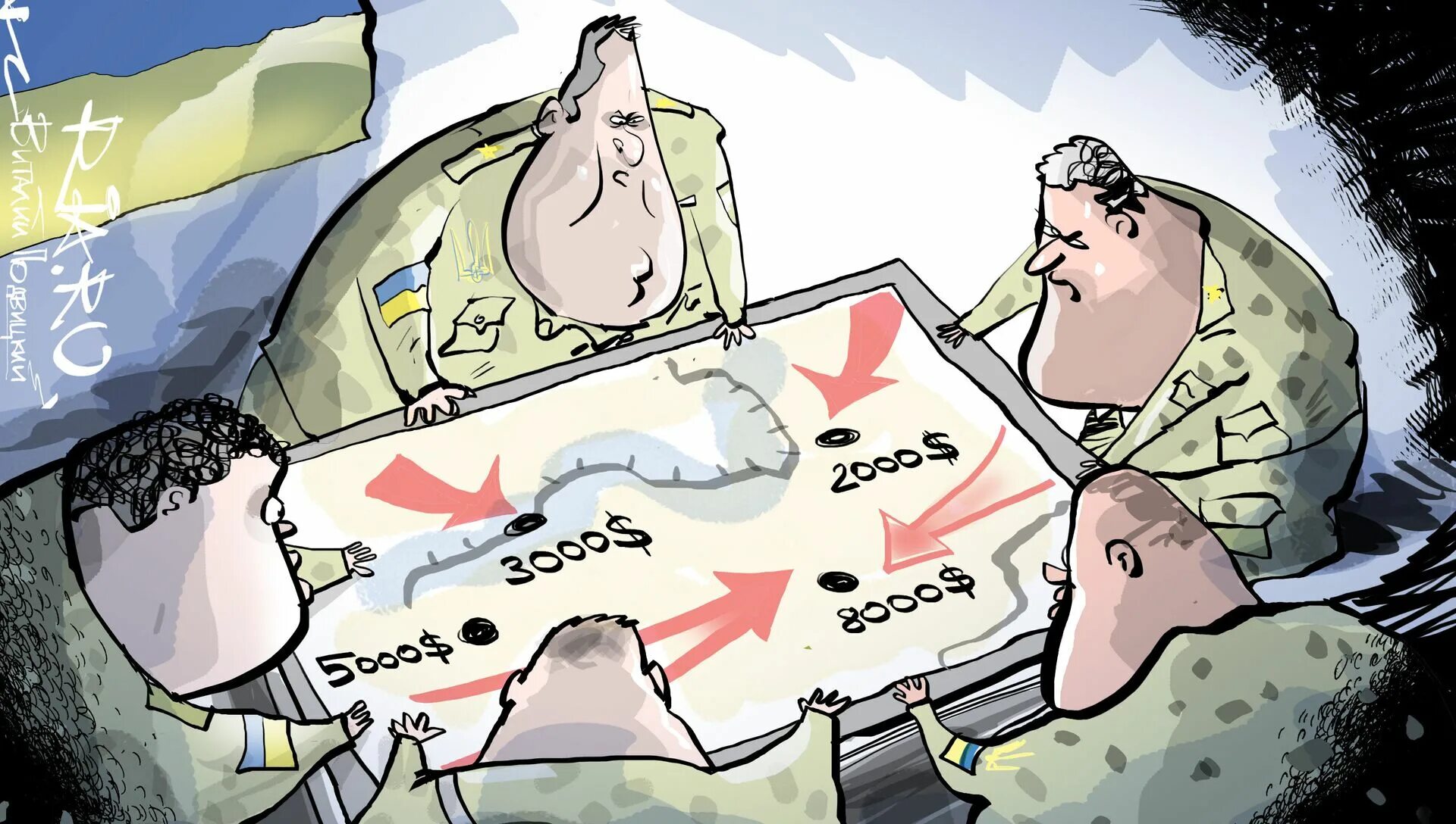 Карикатура на войну в Украине. Нато коррупция