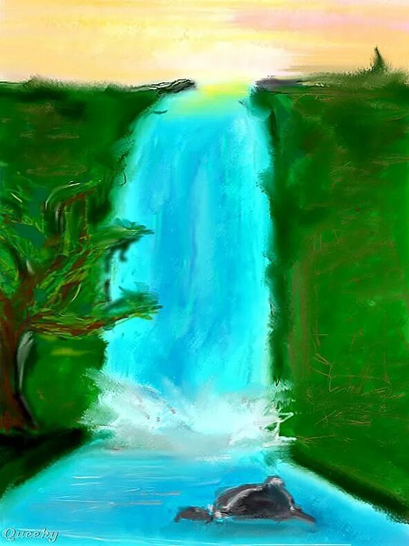 Рисунки на воде м к. Рисование водопада для детей. пейзаж с водой легкий. детские рисунки водопада. рисунок на тему красота воды.