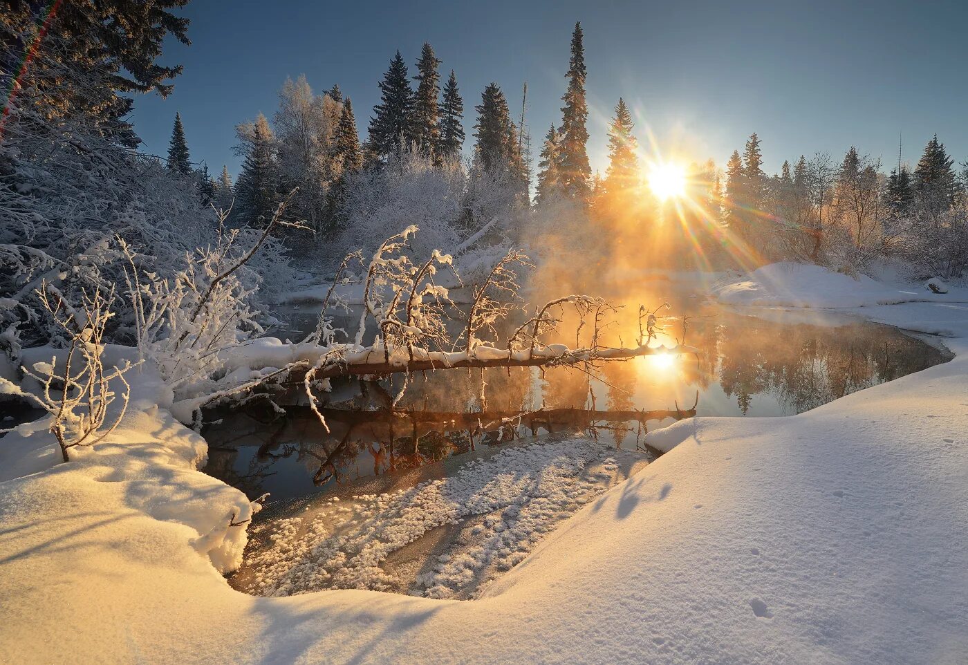 Снежное утро красивые