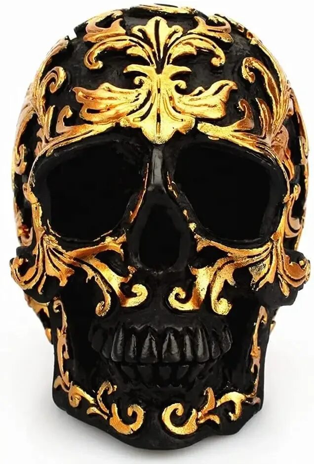 Pin by TJ TJ on Ghost Skull art, Black and gold aesthetic, Skull artwork
