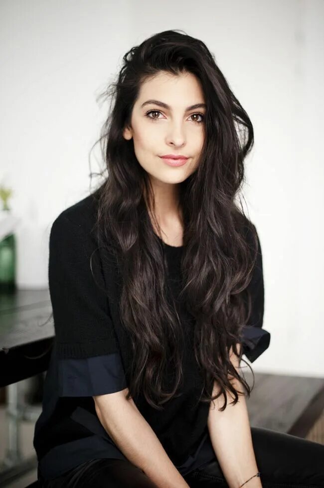 With long dark hair