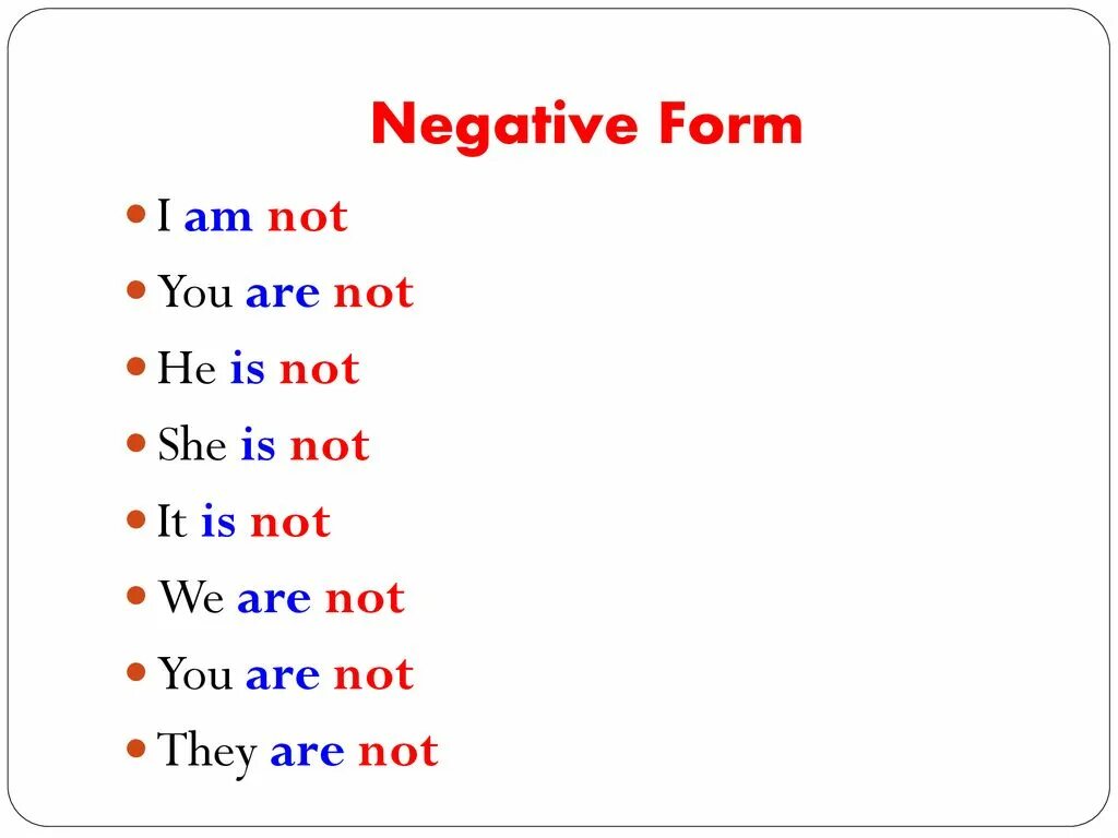 Глагол to be positive negative. Verb to be negative. Verb to be negative form. Глагол to be negative form. Лизогуб ещ ещ ещ