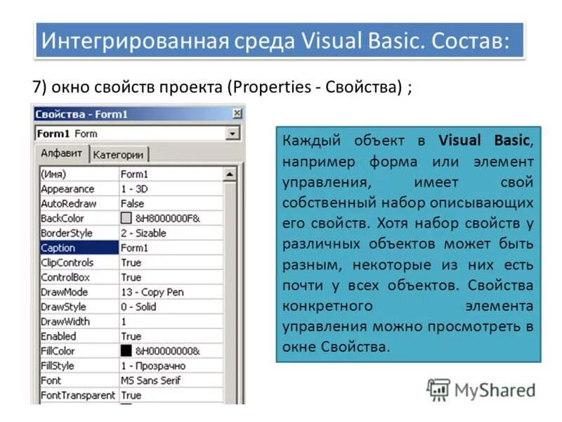 Элементы управления имеют