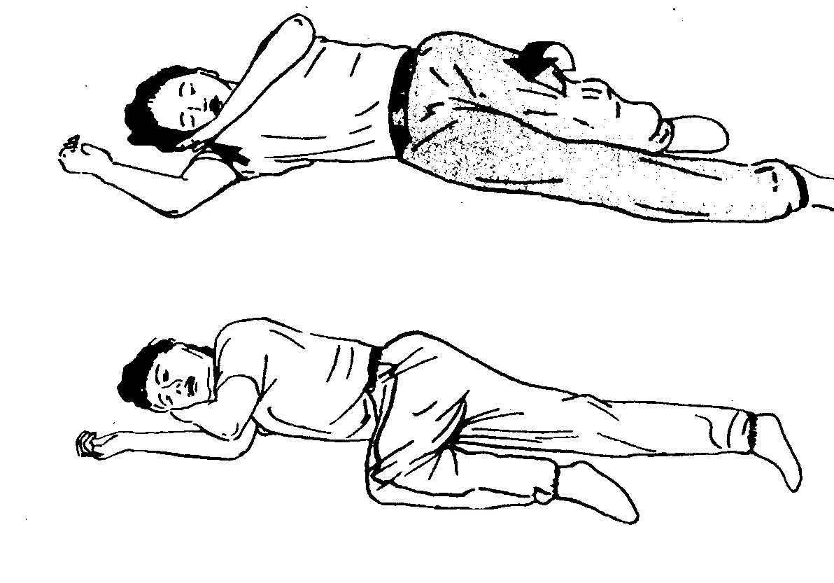 Правильное положение пострадавшего находящегося без сознания. Безопасное положение пострадавшего на боку. Положение пострадавшего на боку. Человек лежит на боку рисунок. Набок как правильно