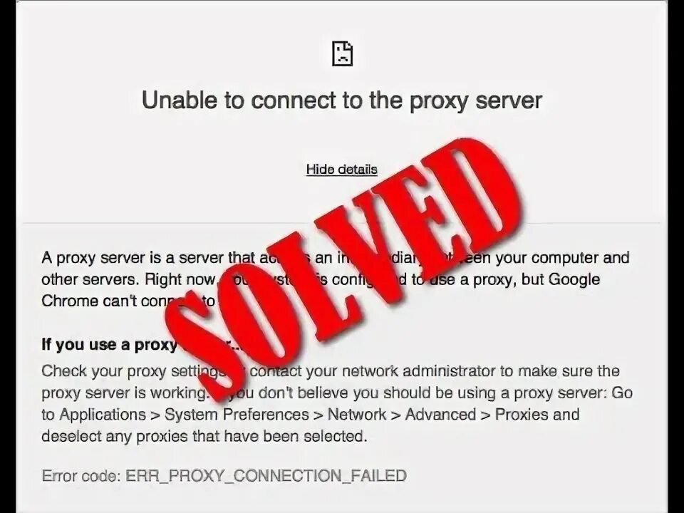 Proxy connection failure