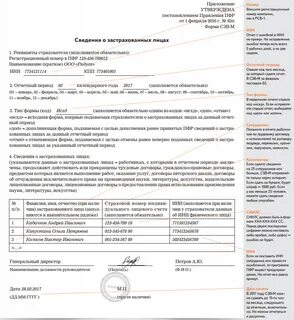 Сведения о застрахованных обязательно