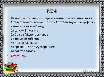 Какой из перечисленных событий