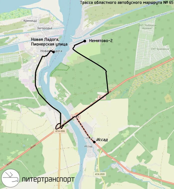 Автобус 65 маршрут на карте