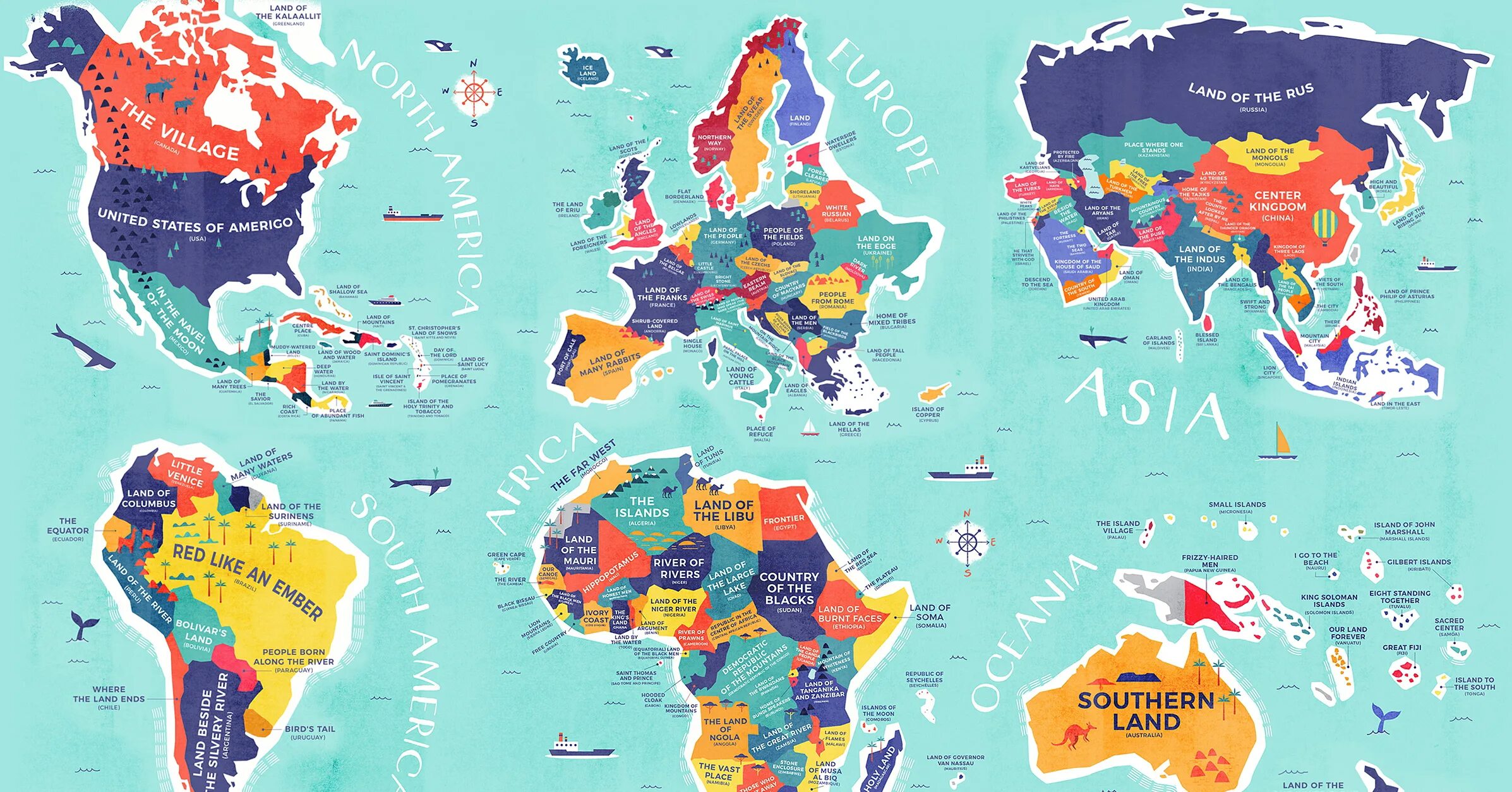 Все страны перевод. Необычные карты стран.
