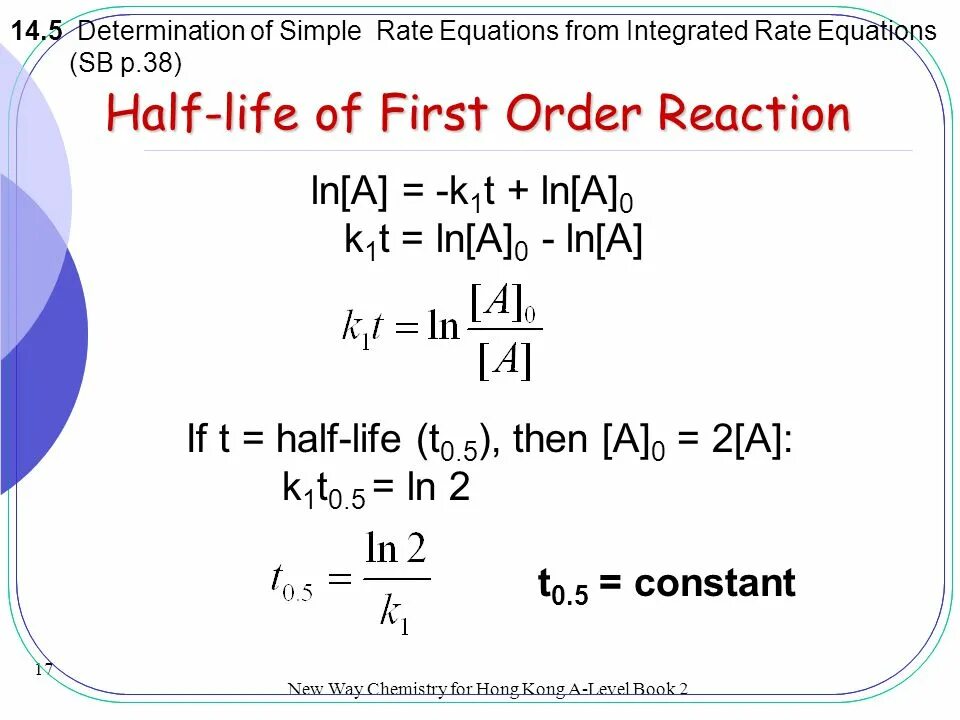 Half equation. What is the rate equation. First order equations. Order of a Reaction how to determine.