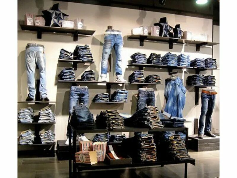 jean section of the closet Clothing store displays, Denim display, Clothing stor