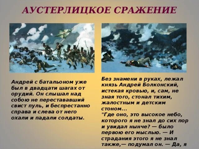 Аустерлицкое сражение судьба князя андрея. Аустерлиц Андрея Болконского.