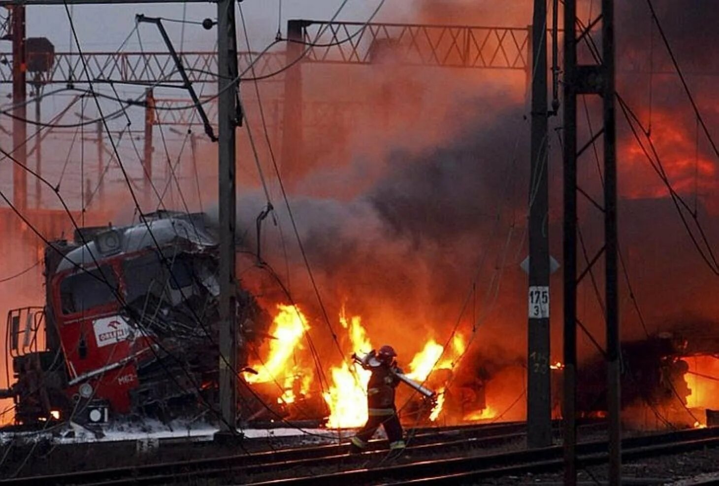 Взрыв цистерн с нефтепродуктами в Польше. Пожары на Железнодорожном транспорте.