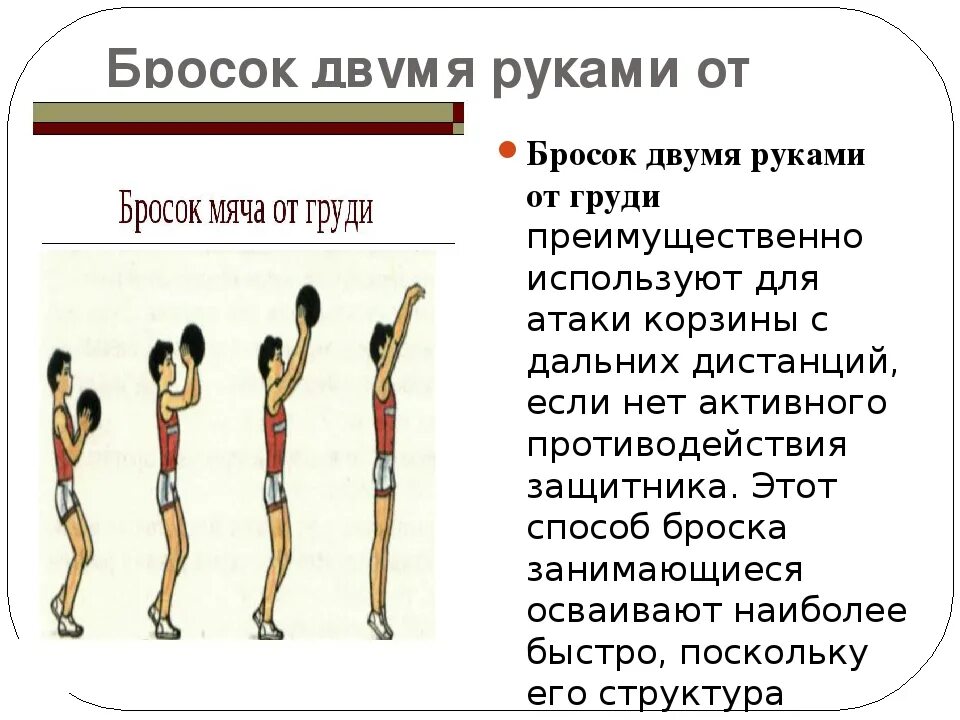 Броски снизу. Бросок мяча снизу на месте 1 класс. Бросок двумя руками снизу в баскетболе в кольцо. Техника выполнения броска от груди. Бросок двумя руками от груди.