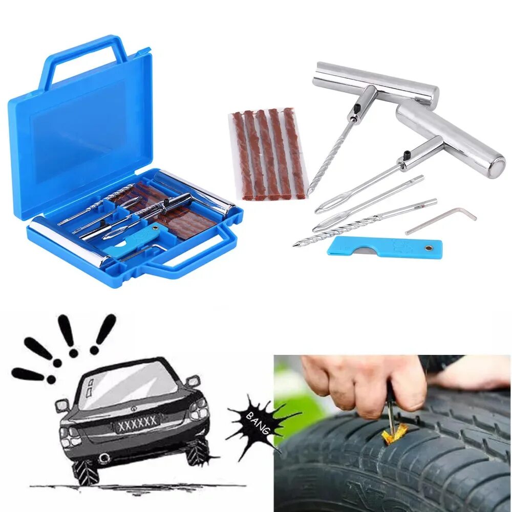 Ремонтный набор для автомобиля. Ремонтный комплект Tyre Repair Kit. Набор для ремонта шин Tire Puncture Repair Kit. Ремонтный комплект бескамерных шин а78219s. Tubeless Tire Repair Kit.