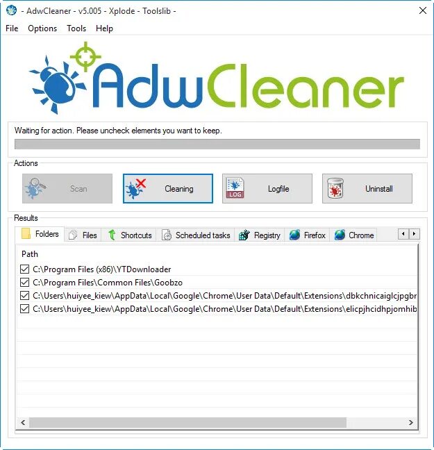 ADWCLEANER. ADWCLEANER potentially unwanted.