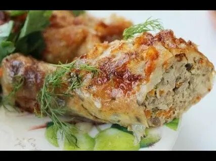 Фаршированные голени курицы грибами в духовке