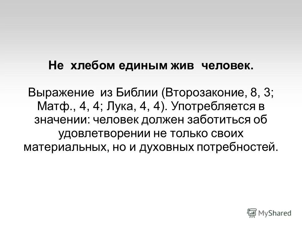 не хлебом единым выражение. не хлебом единым будет жить человек но всяким словом. пословица не хлебом единым жив человек. вводный слайд. не хлебом единым жив человек библия.