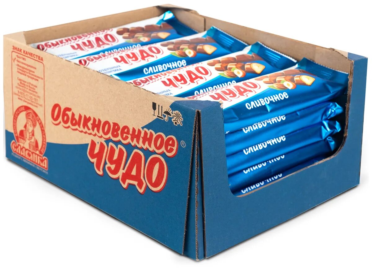 батончик вафельный обыкновенное чудо шоколадное славянка 55г.