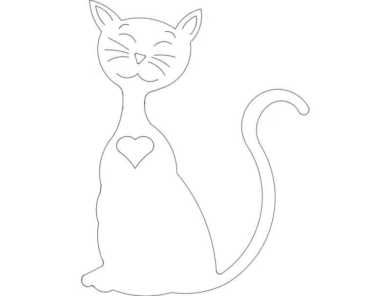 Кошка шаблон для аппликации. Контур кошки. кошка в формате dxf. макет котика. контур кота dxf.
