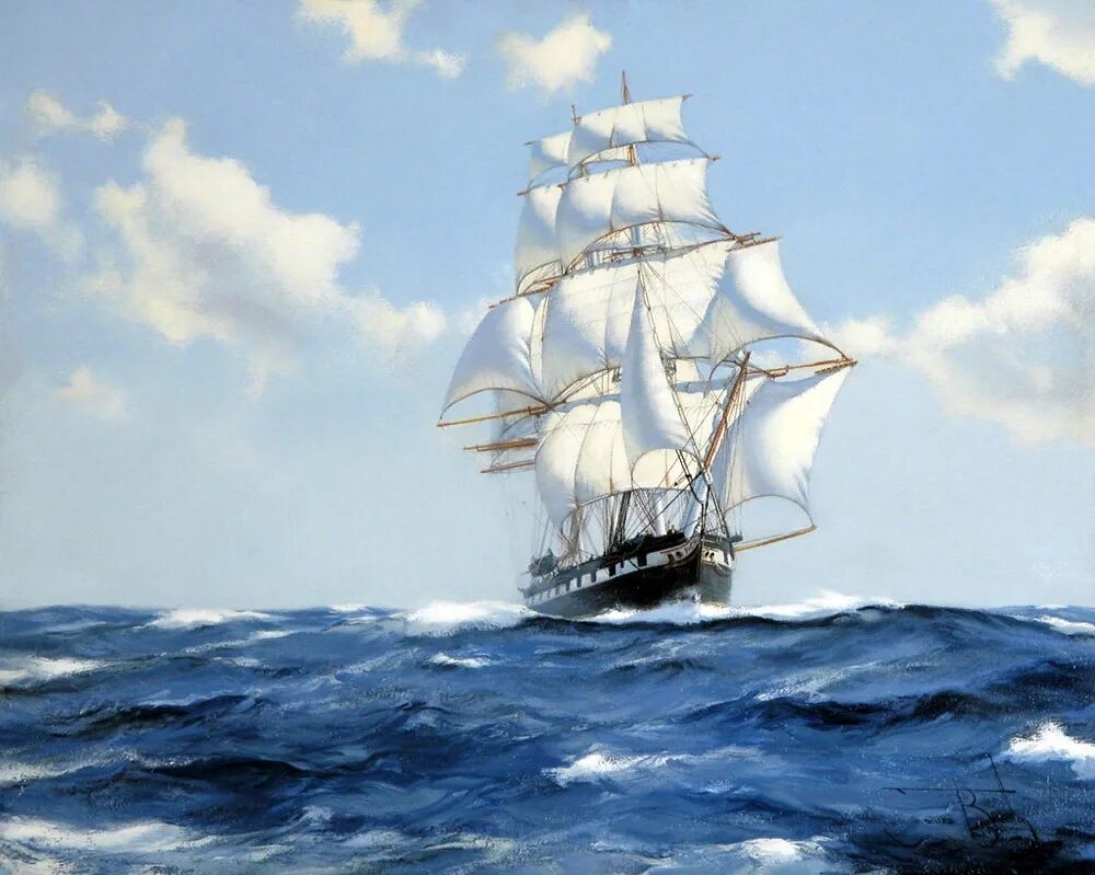 Ветром дуют паруса. James Brereton художник. Картины маринистов Алые паруса. Монтегю Доусон маринист.