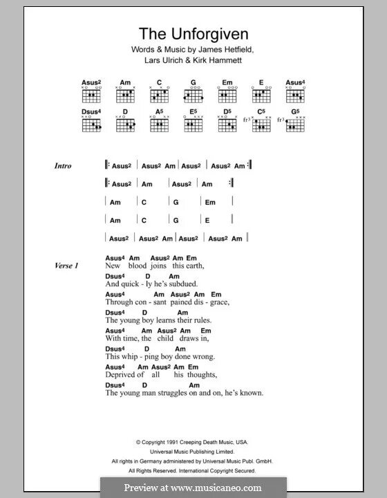 The unforgiven текст. Металлика анфогивен табы для гитары. Металлика аккорды для гитары. Металлика металлика аккорды для гитары. Ноты для фортепиано металлика Unforgiven.