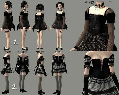 Mod The Sims - Gothic Tea Party - 8 AF Outfits.