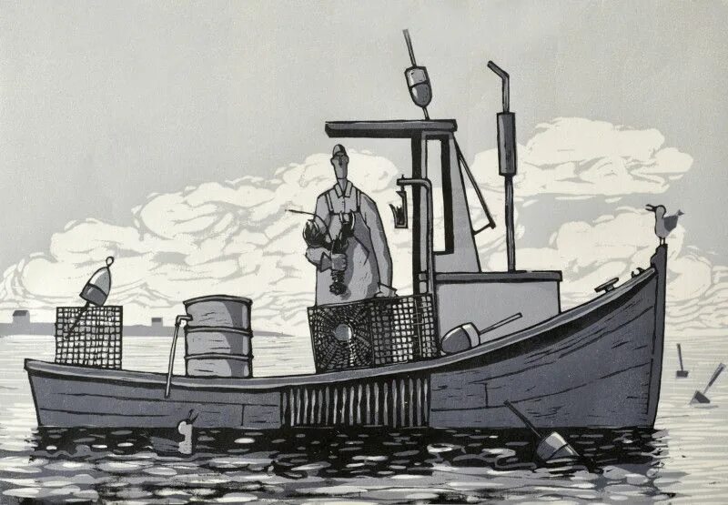 Произведение лодка. Поп арт лодка рисунок. Катер арт комикс. Моряк иллюстрация средневековый. Fisherman Lost in Sea Art.