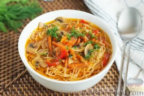 Суп фунчоза с овощами