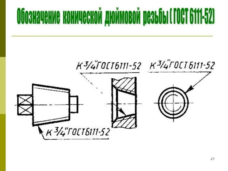 Обозначение конуса на чертеже гост Цилиндрическая резьба чертеж