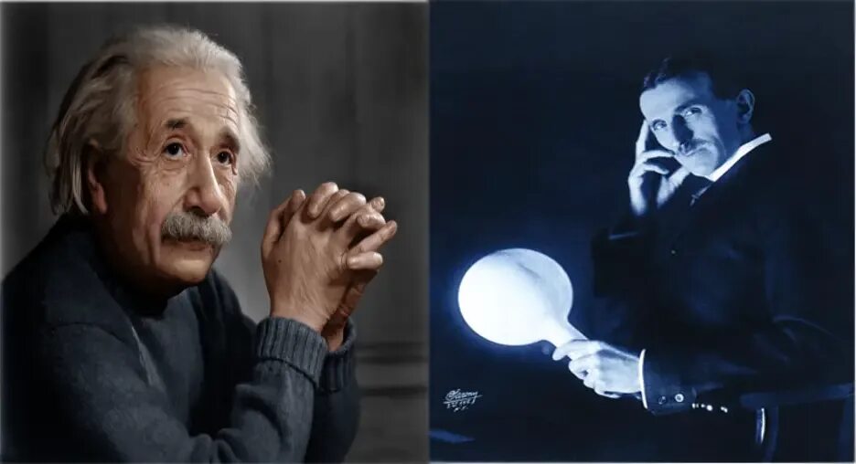 Ньютон тесла. Эйнштейн и Тесла фото.