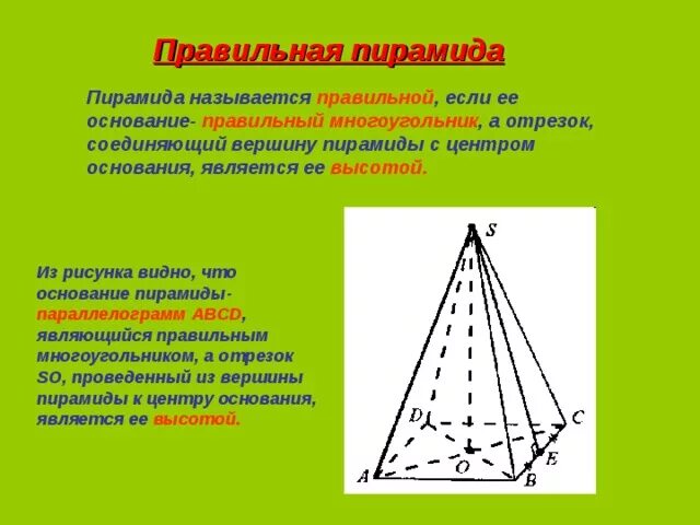 Пирамиды является. Правильная пирамида. Центр основания пирамиды. Основание правильной пирамиды. Пирамида правильная пирамида основание.